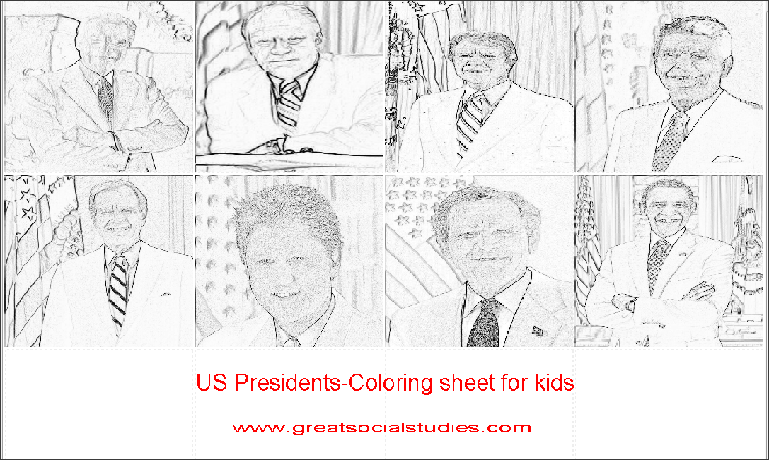 coloring sheets for teens, all US Presidents, print to color